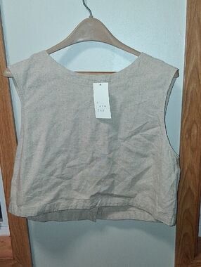 a new day Linen Blend Sleeveless Crop Top in Beige